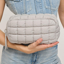 Load image into Gallery viewer, Cloud Nine Quilted Puffer Nylon Cosmetic Pouch - Black - Dove Grey - Burgundy - Denim - Olive
