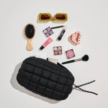 Load image into Gallery viewer, Cloud Nine Quilted Puffer Nylon Cosmetic Pouch - Black - Dove Grey - Burgundy - Denim - Olive
