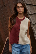 Load image into Gallery viewer, Colosseum Sweater Vest - Burgundy/Taupe (Style #W2189)
