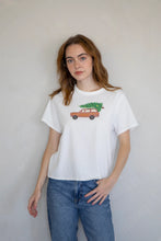 Load image into Gallery viewer, Noelle Holiday Tee - Cream w/ Car &amp; Tree
