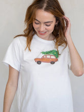 Load image into Gallery viewer, Noelle Holiday Tee - Cream w/ Car &amp; Tree
