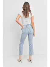 Load image into Gallery viewer, HR Crop Flare Jean w/ Distressed Hem - Light Wash
