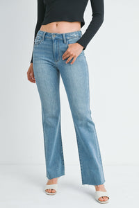 Bligh Flare Jean w/ Hem Detail - Medium Denim