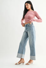 Load image into Gallery viewer, Onyx Two Toned Hem Wide Leg Jeans - Light Denim (DP884)
