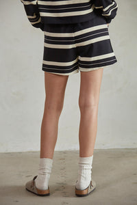 Dakota Striped Shorts - Blk / Cream Stripe
