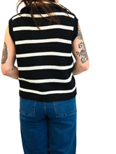 Load image into Gallery viewer, Danae Sleeveless Sweater Vest - Cream w/ Blk Stripes
