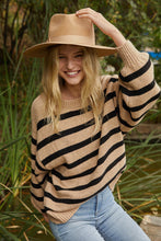 Load image into Gallery viewer, Davis Sweater - Cream w/ Navy Stripes- Cream w/ Tan Stripes - Mocha w/ Black Stripes
