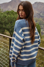 Load image into Gallery viewer, Davis Sweater -Mocha w/Ivory Stripes - Denim w/ Ivory Stripes
