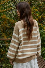 Load image into Gallery viewer, Davis Sweater -Mocha w/Ivory Stripes - Denim w/ Ivory Stripes
