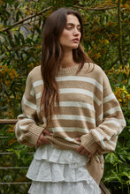 Load image into Gallery viewer, Davis Sweater -Mocha w/Ivory Stripes - Denim w/ Ivory Stripes
