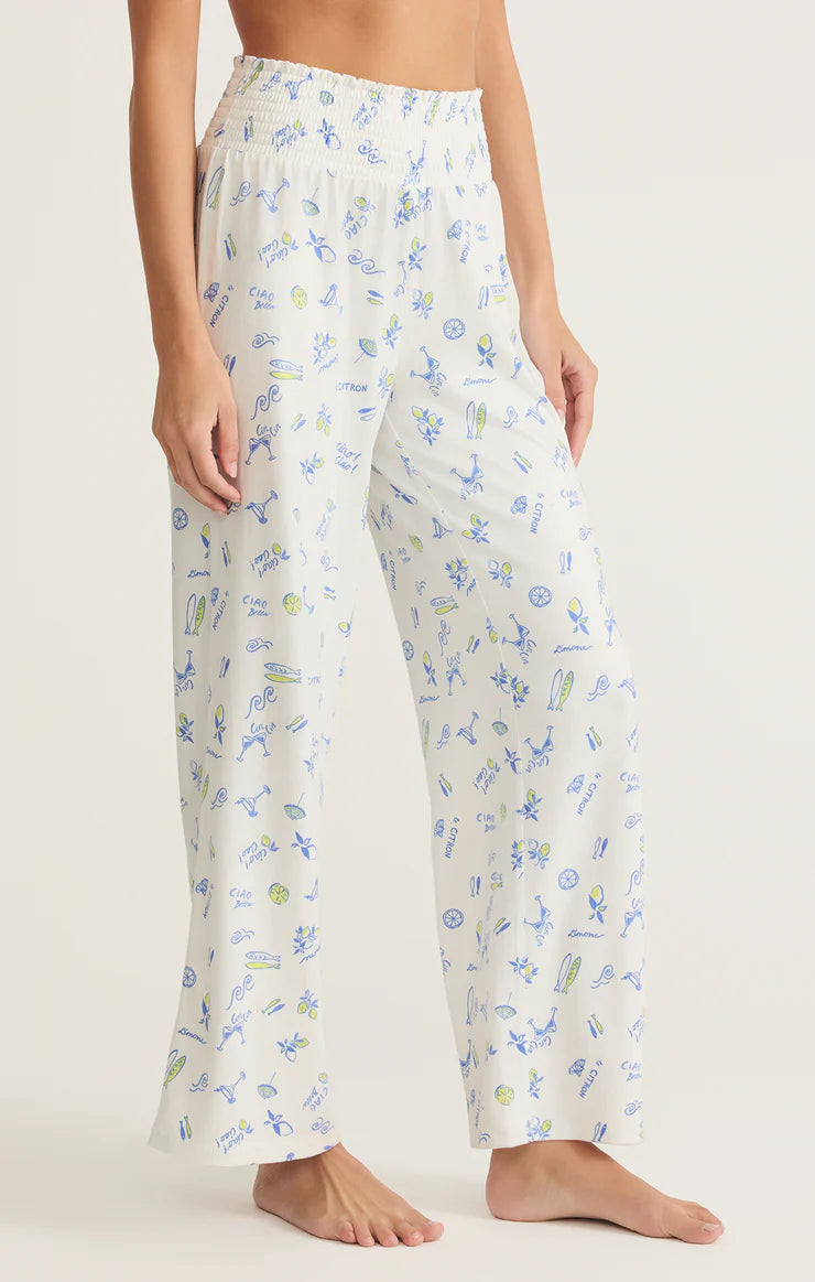 Dawn Citron Pants - White w/ Limoncello Print