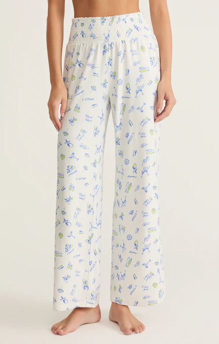 Dawn Citron Pants - White w/ Limoncello Print