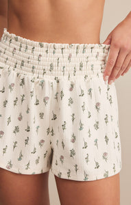 Dawn Floral Shorts - Floral Print on Crystal