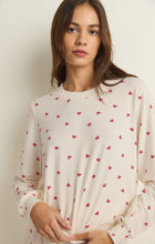 Load image into Gallery viewer, Be Mine Heart L/S Top - Vanilla Ice w/ Red Hearts
