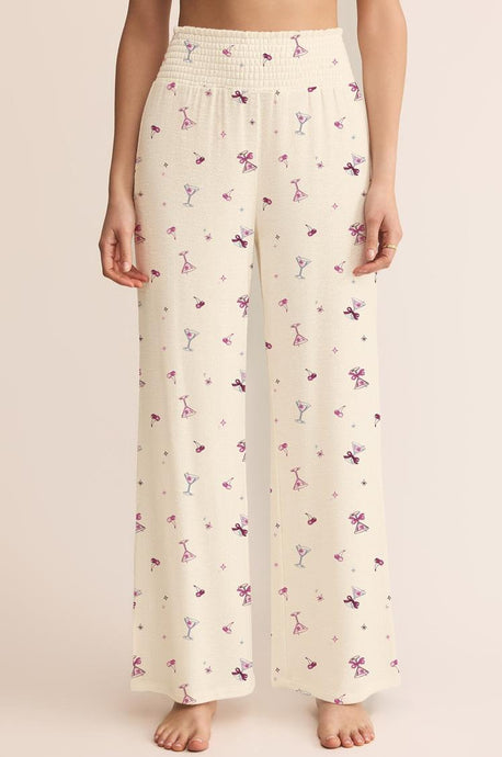 Dawn Soleil Pants - Vanilla Ice w/ Martini Glass Print