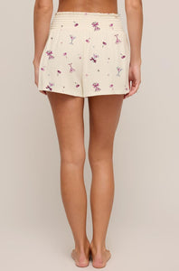 Dawn Martini Shorts - Martini Glass Print on Vanilla Ice