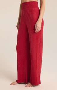 Dawn Smocked Rib Pants - Haute Red