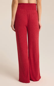 Dawn Smocked Rib Pants - Haute Red