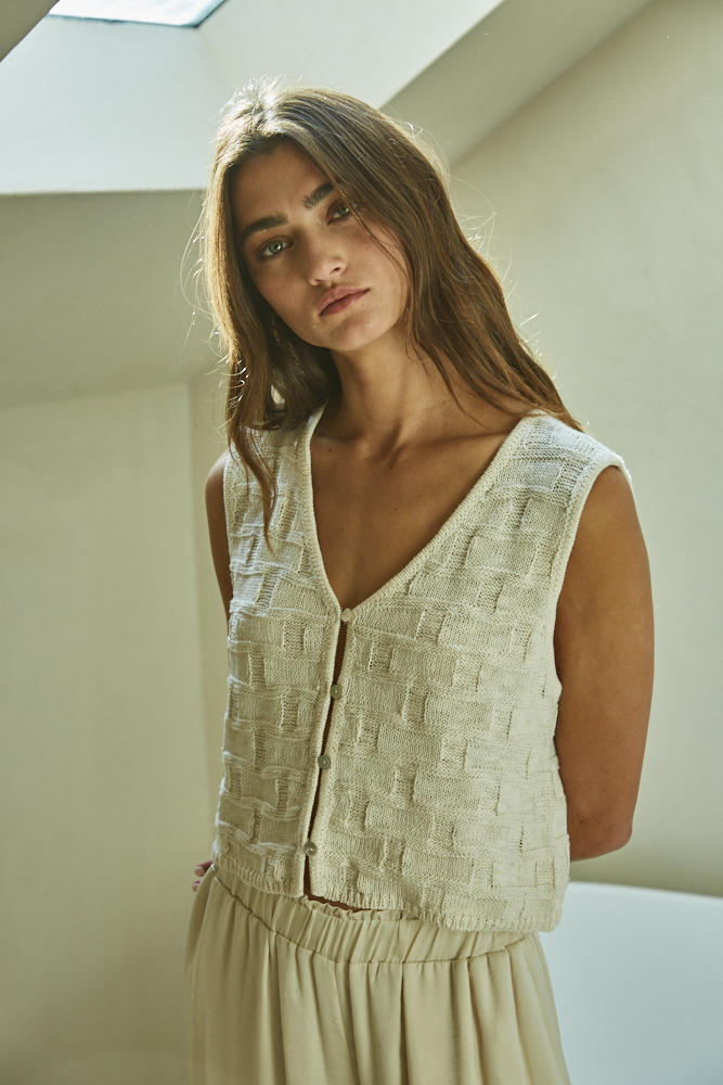 Dawson Sweater Vest - Cream (Style #W1525)