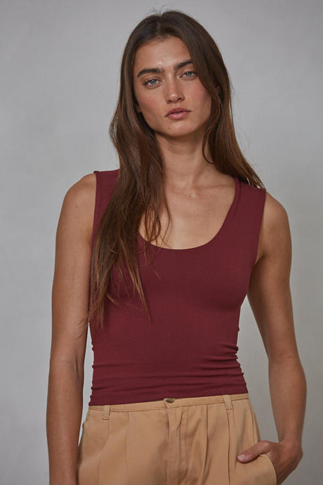 Dbl Layer Full Length Tank - Sangria - Black (S1187N)