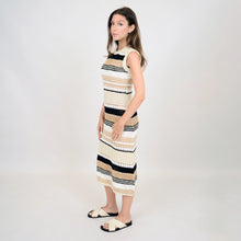 Load image into Gallery viewer, Dixie Dress - White/Blk/Beige Stripe
