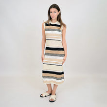Load image into Gallery viewer, Dixie Dress - White/Blk/Beige Stripe
