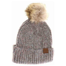 Load image into Gallery viewer, Soft Ribbed Fur Pom Beanie - Lemonade Multi - Aqua Multi - Dk Grey Multi
