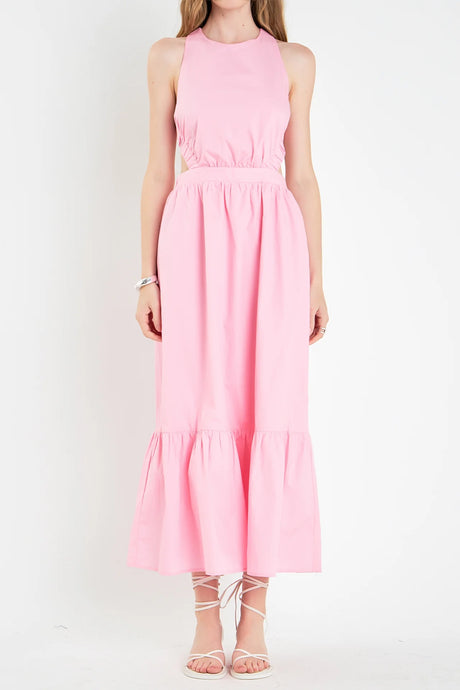 Open Back Detail Midi Dress - Fuschia (Shown in pink)