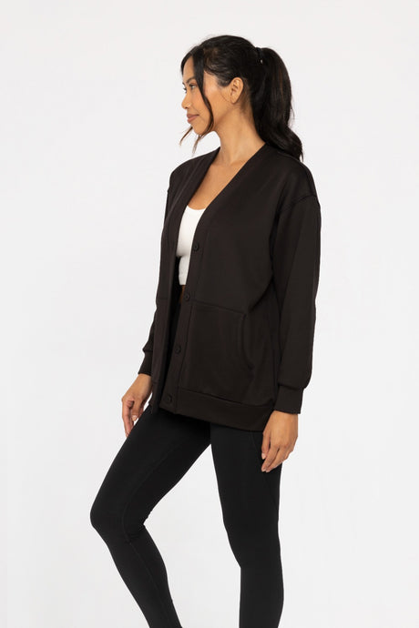 Elevated Button Down Cardigan - Black