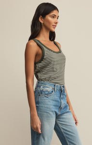 Elin Stripe Tank - Dark Agave