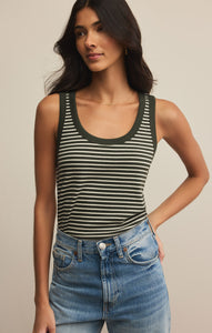 Elin Stripe Tank - Dark Agave
