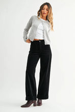 Load image into Gallery viewer, Elle Patch Pocket Wide Leg Corduroy Jeans - Black
