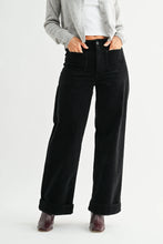 Load image into Gallery viewer, Elle Patch Pocket Wide Leg Corduroy Jeans - Black

