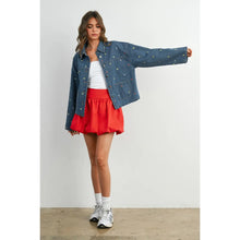 Load image into Gallery viewer, Embroidered Denim Jacket - Med Denim
