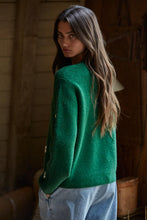 Load image into Gallery viewer, Embroidered Daisies Sweater - Light Grey - Green (Style W2150)
