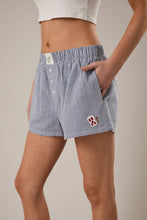 Load image into Gallery viewer, Embroidery Detail Shorts - Navy Gingham w/ Red Cherries
