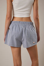 Load image into Gallery viewer, Embroidery Detail Shorts - Navy Gingham w/ Red Cherries
