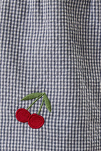 Load image into Gallery viewer, Embroidery Detail Shorts - Navy Gingham w/ Red Cherries

