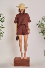 Load image into Gallery viewer, Linen Laced Shirt - Chocolate (SS1659T)
