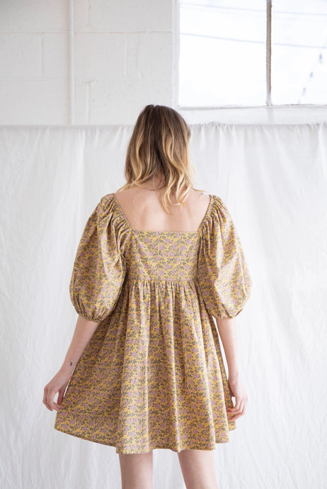 Evelina Dress - Mustard Floral