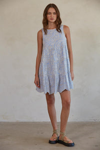 Fae Eyelet Dress - Blue / Ivory