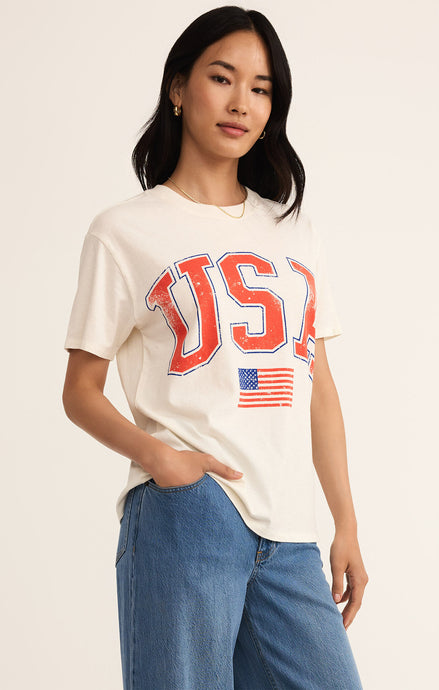 Boyfriend Flag Tee - Sea Salt