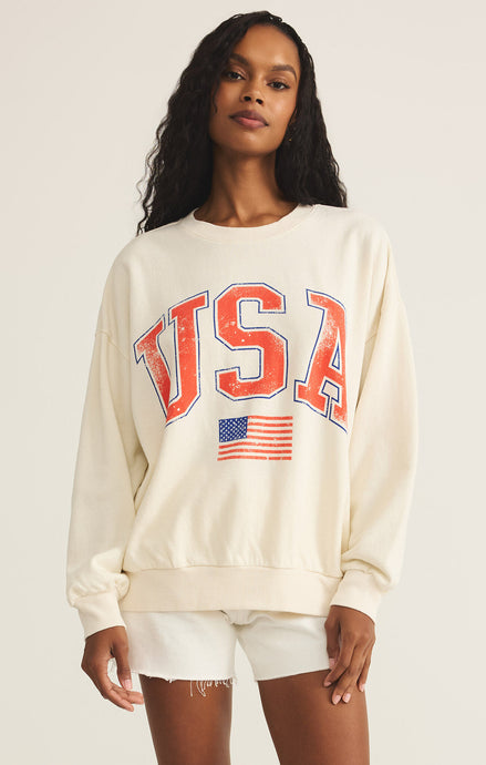 Flag Sunday Sweatshirt - Sea Salt