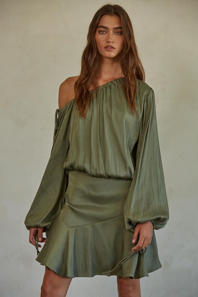flirty fall dresses B273053 Radiant Poly Chiffon A-line Dress with Flutter Sleeves and Flirty Keyhole Neckline