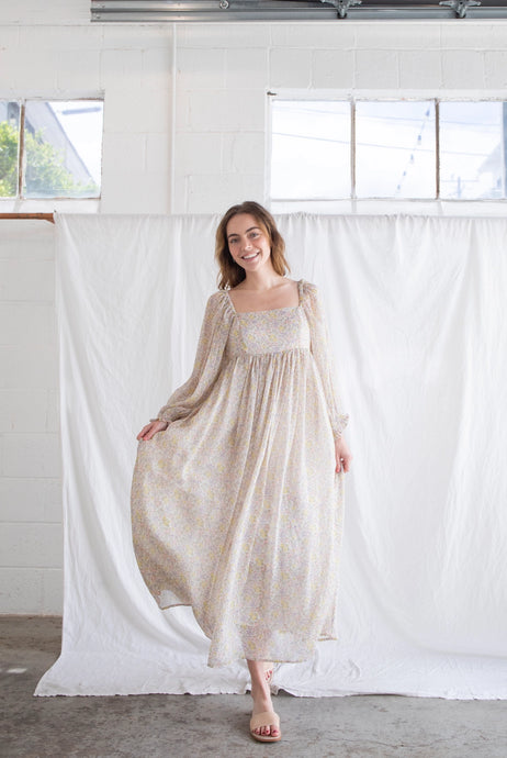 Charlotte Dress - Ivory w/ Floral Print