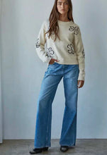 Load image into Gallery viewer, Floral Stitched Sweater - Natural (W2328)
