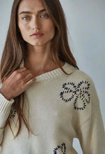 Load image into Gallery viewer, Floral Stitched Sweater - Natural (W2328)
