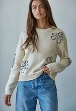 Load image into Gallery viewer, Floral Stitched Sweater - Natural (W2328)
