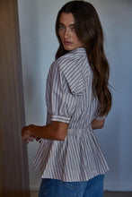 Load image into Gallery viewer, Francia Blouse - Taule w/ Blk Stripes (Style L9087)
