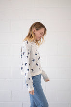 Load image into Gallery viewer, Franny Cardigan - Ivory w/ Navy Floral Print
